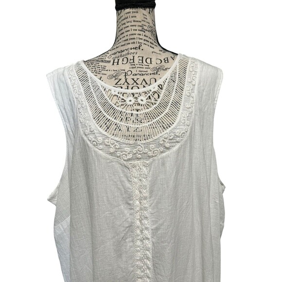 Catherines White Tiered Dress with Lace Neckline Plus 5X Whimsical Romantic - Picture 2 of 7